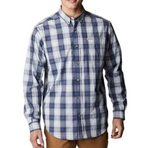 Columbia Mens Rapid Rivers II Long Sleeve Shirt Plaid Dark Mountain Blue…
